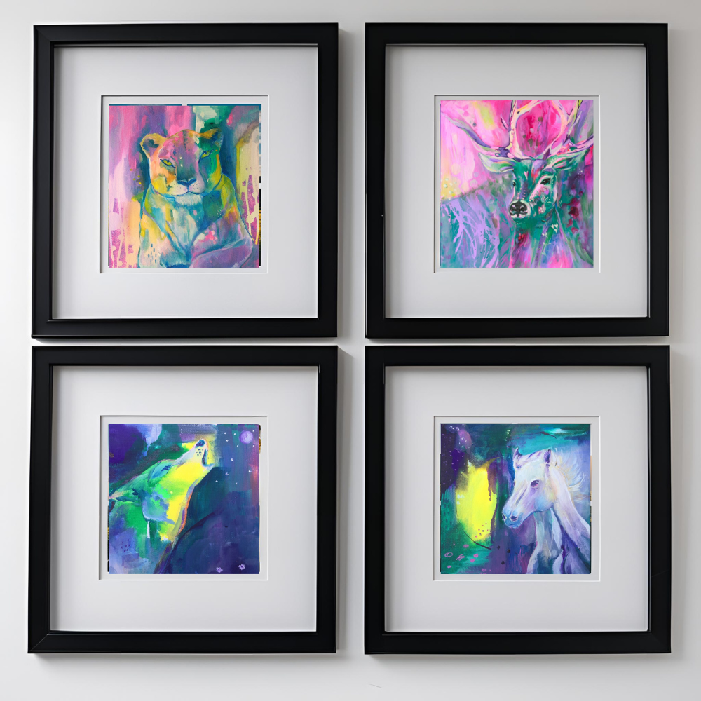 4 mounted and framed prints from wild strength print set